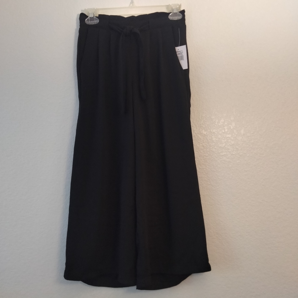 Harmony Havoc Pants Size 3 Black Pull-on Lightweight Tie Waist Wide Leg Pockets